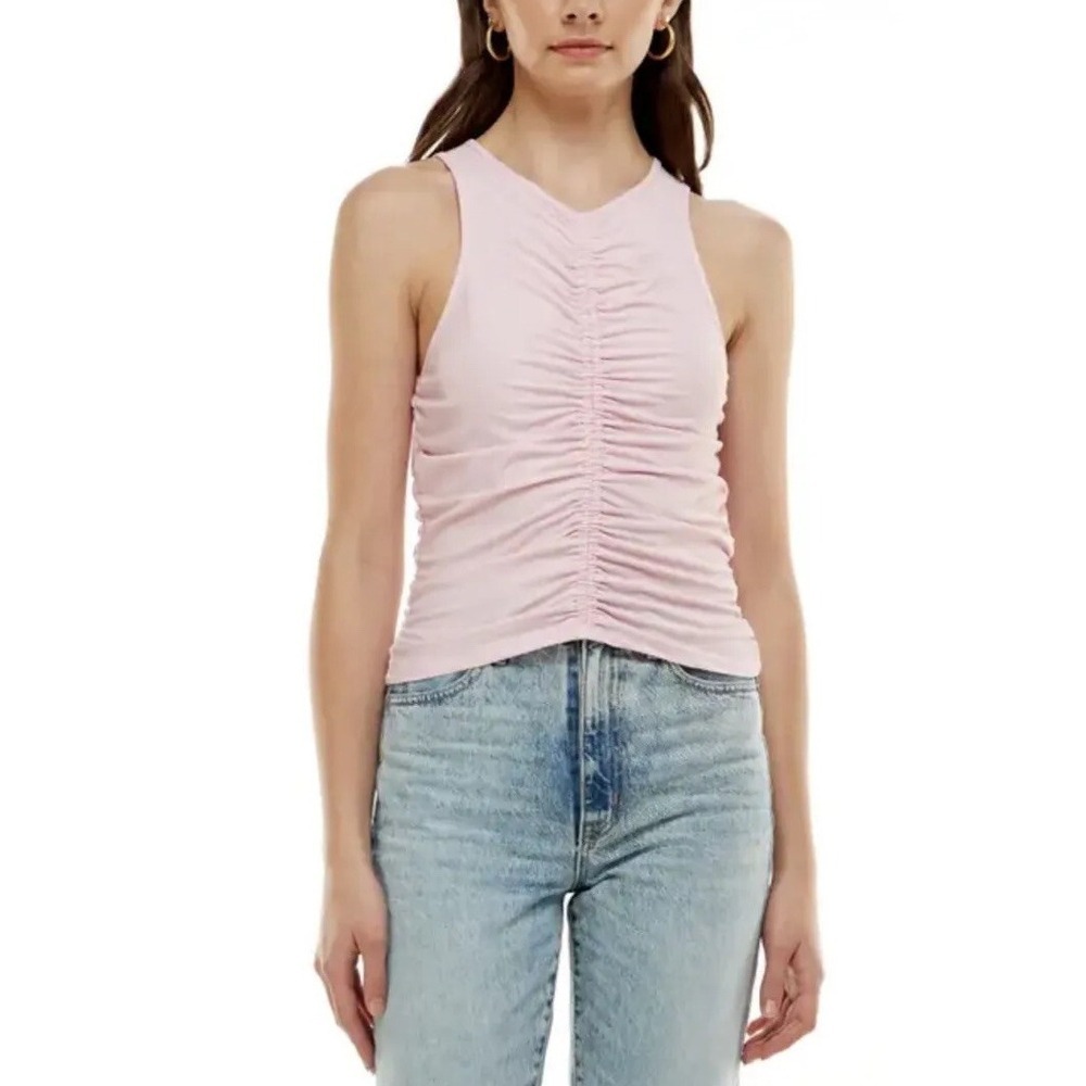 WAYF Main Squeeze Ruched Retro Pink Blush Gathered Tank Cami Shell Top XL NWT